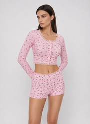 Conjunto de pijama floral estilo soft girl