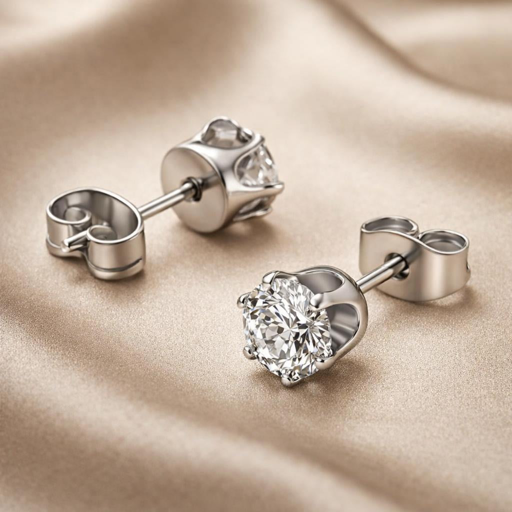 Pendientes de circonita con oro blanco