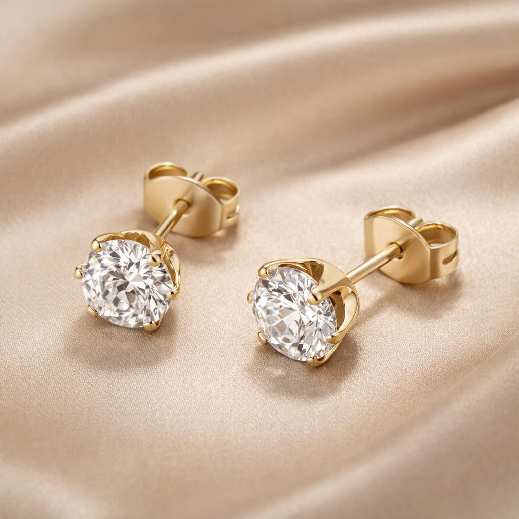 Pendientes de circonita con oro blanco