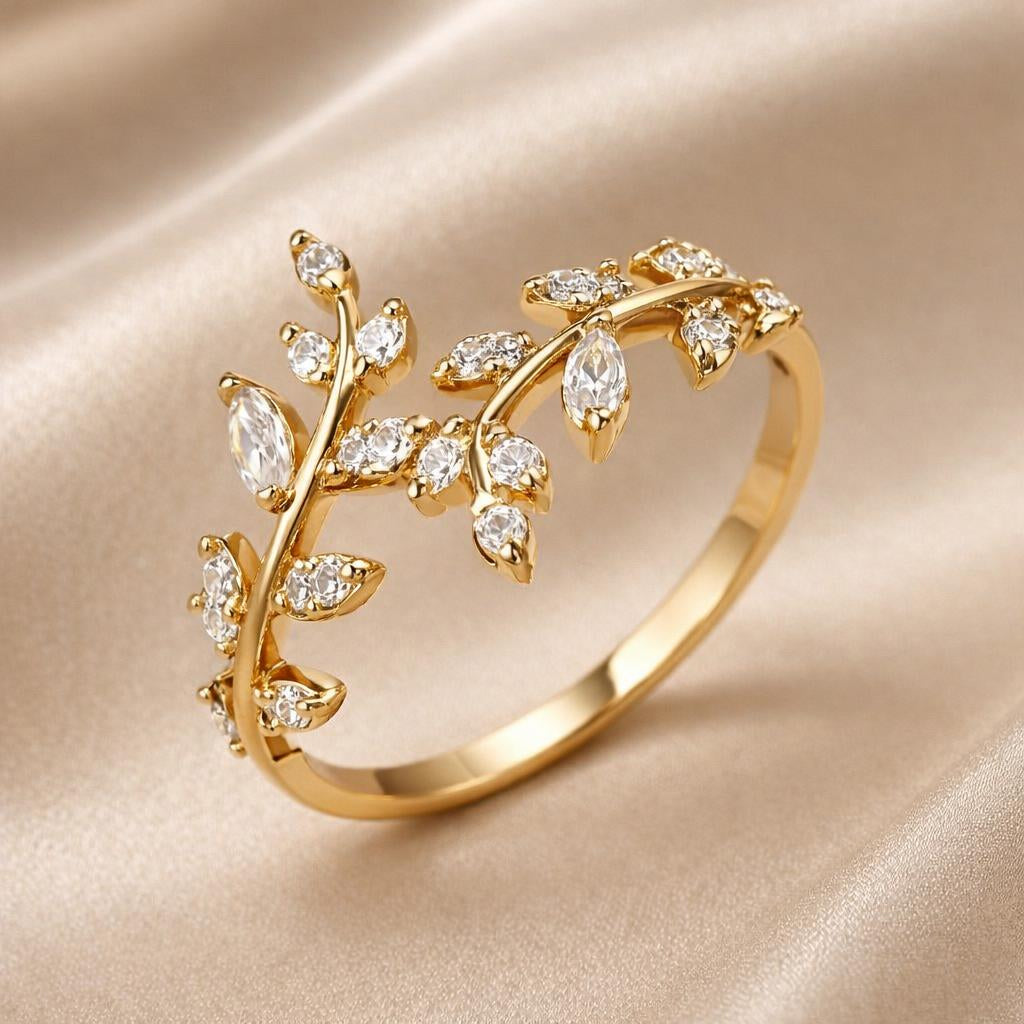 Anillo de tornillo de oro blanco con circonita