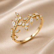 Anillo de tornillo de oro blanco con circonita