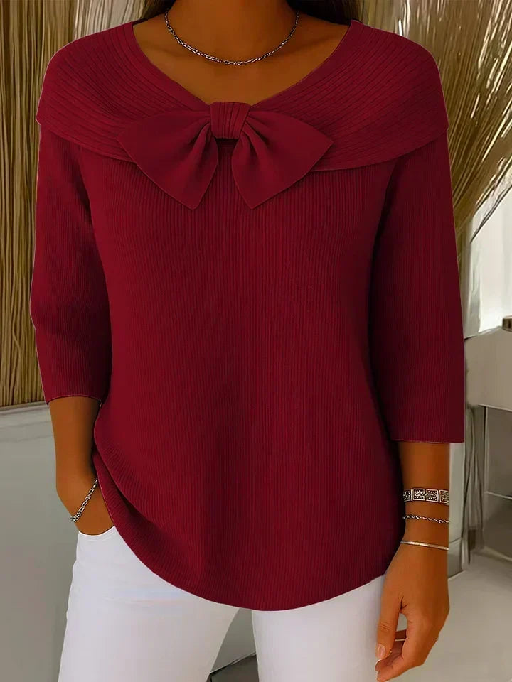 Teresina | Jersey con lazo y cuello redondo