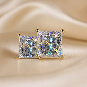 Pendientes brillantes de oro blanco con circonita