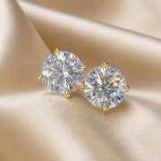 Pendientes brillantes de oro blanco con circonita