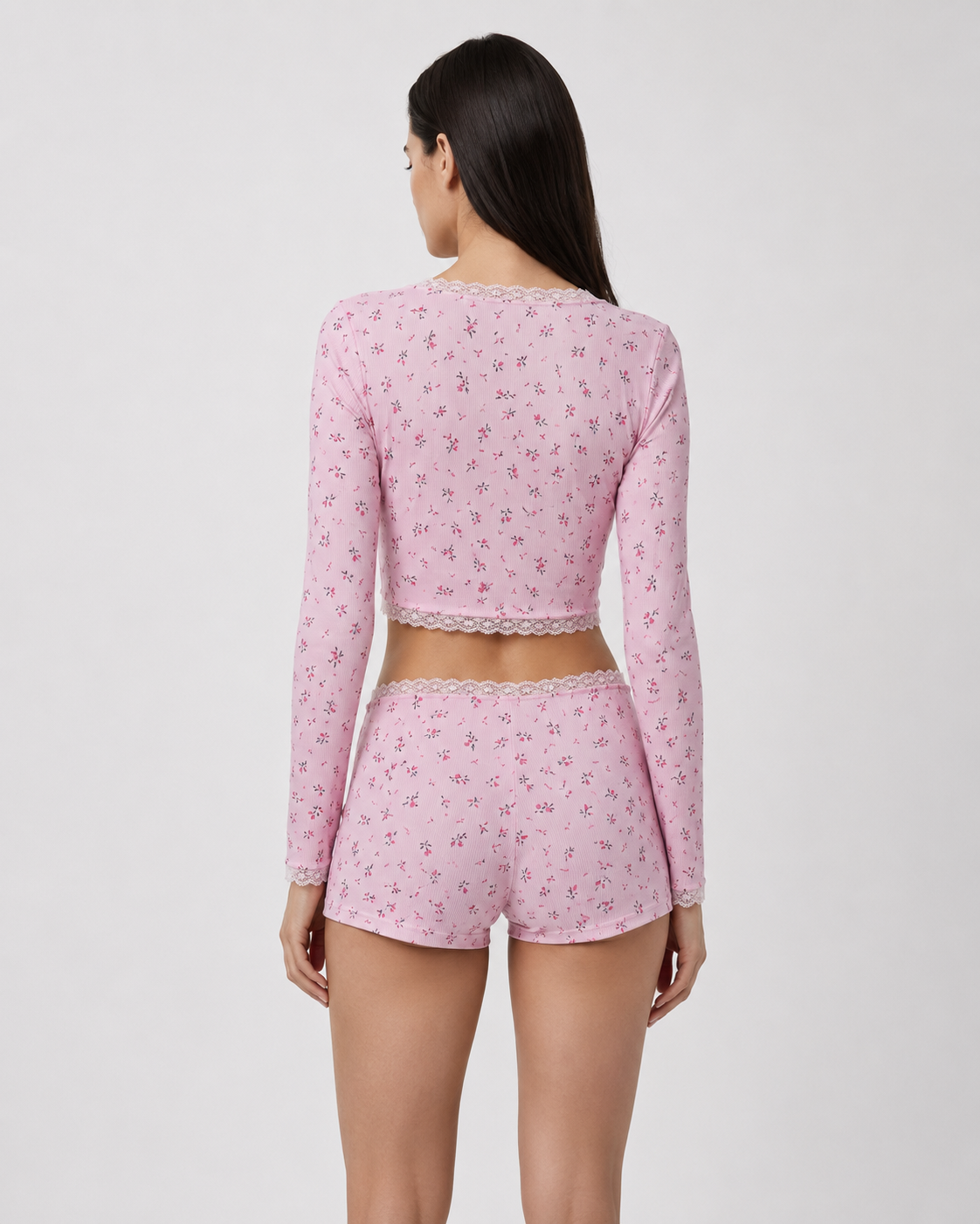 Conjunto de pijama floral estilo soft girl
