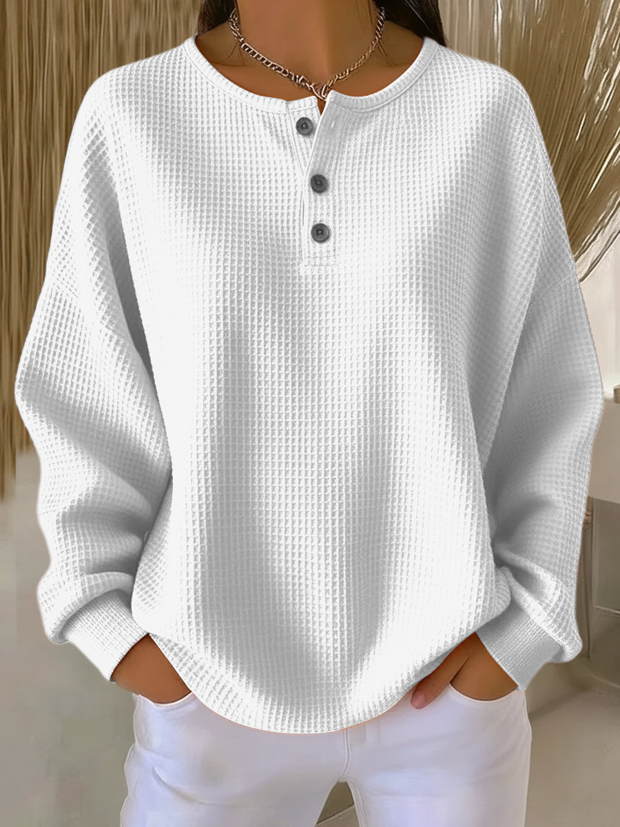 Miranda | Sudadera Henley de felpa gofrada