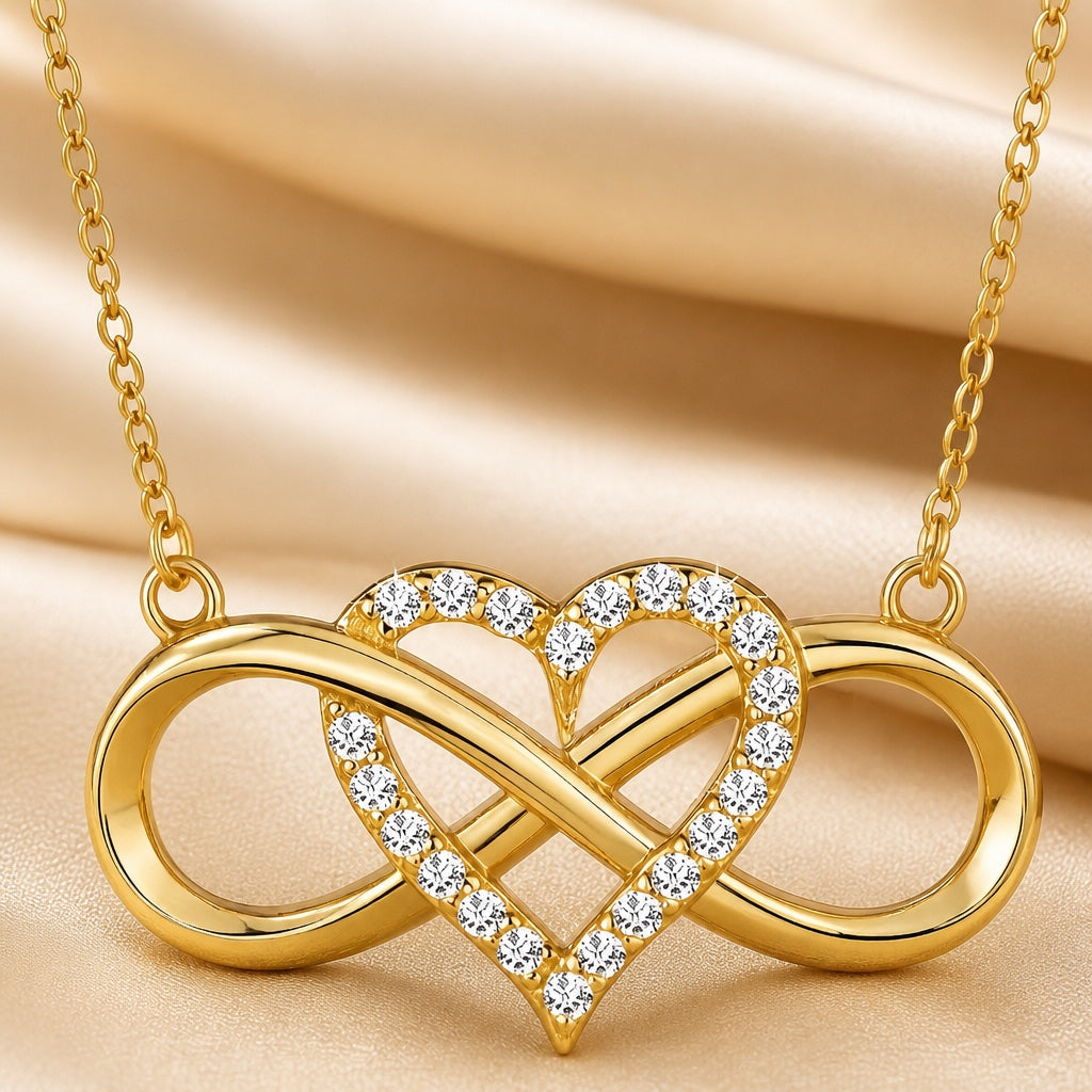 Collar con colgante de corazón infinito de oro blanco