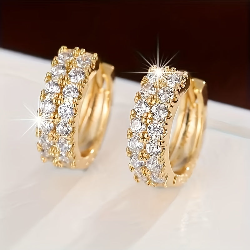 Pendientes de aro vintage de oro blanco con microcirconitas