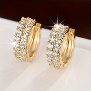 Pendientes de aro vintage de oro blanco con microcirconitas