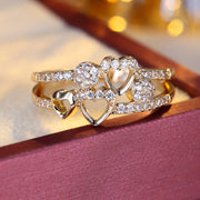 Anillo de corazón en oro blanco con circonita
