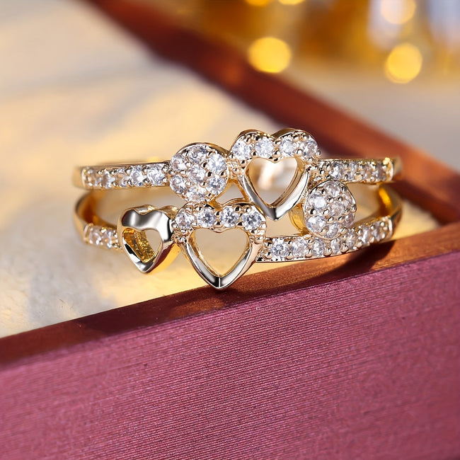 Anillo de corazón en oro blanco con circonita