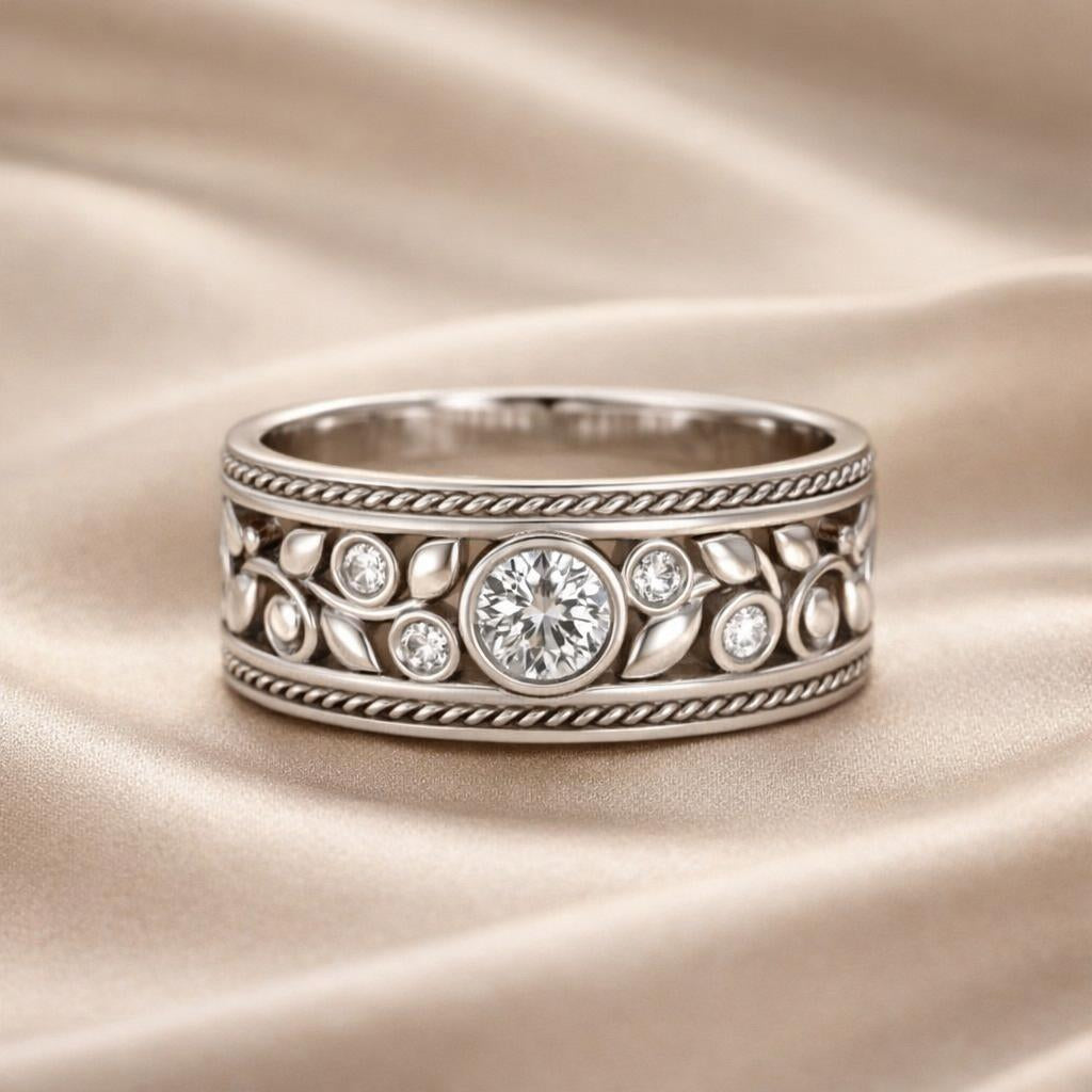 Elegante anillo de oro blanco con circonita