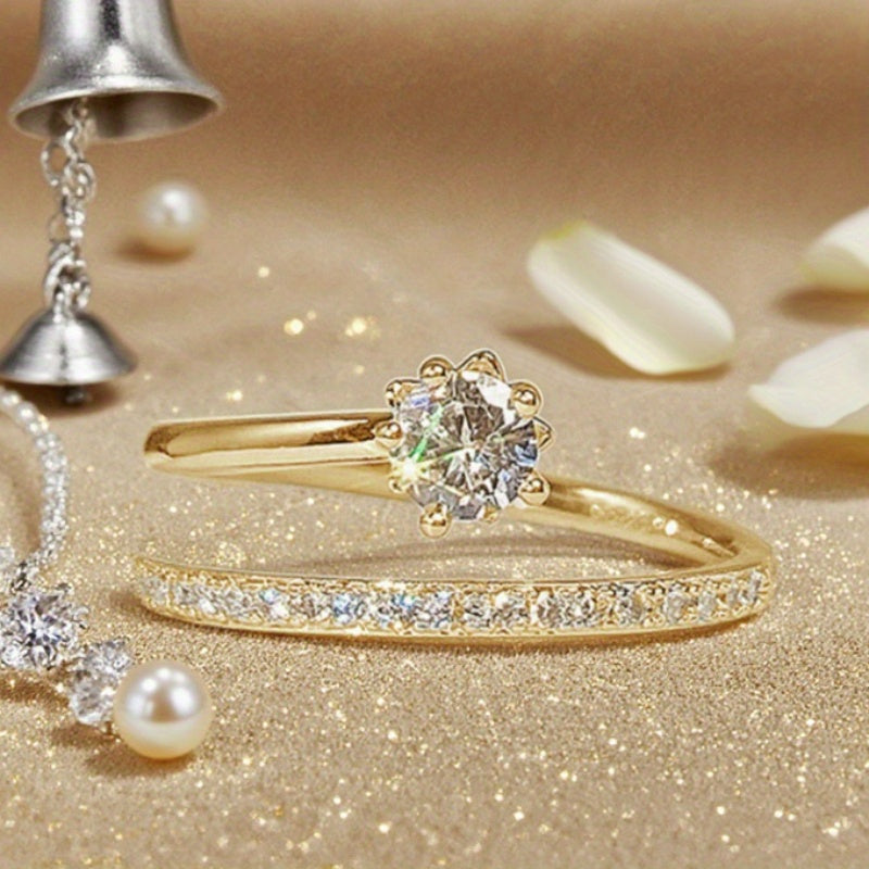 Anillo Glow de circonita con baño de oro blanco