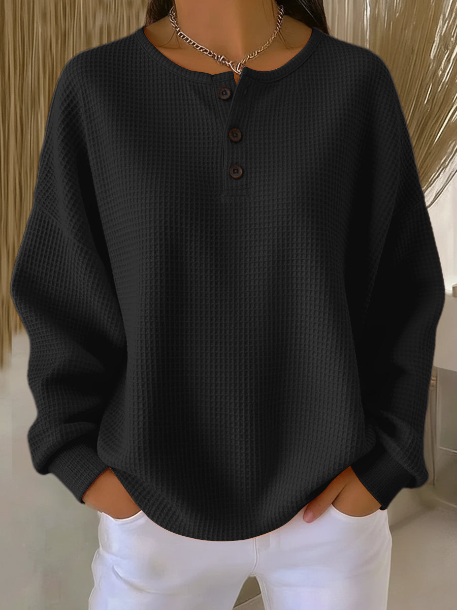 Miranda | Sudadera Henley de felpa gofrada
