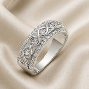 Anillo de oro blanco con doble fila de circonitas