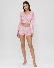 Conjunto de pijama floral estilo soft girl