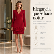 Vittoria | Vestido elegante con rosas en relieve