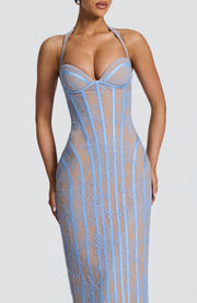 Vestido midi Rona - Azul empolvado