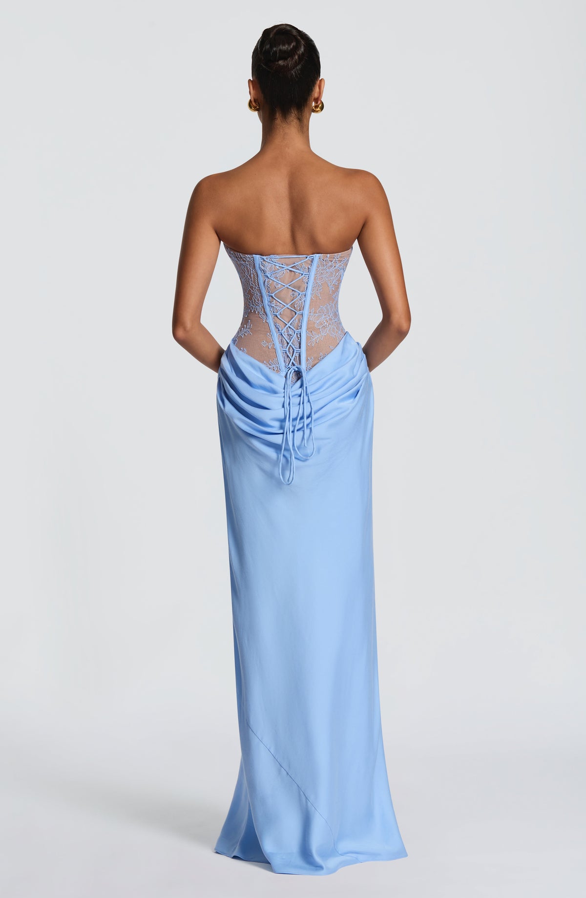 Vestido largo Kathleen - Azul empolvado