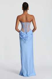 Vestido largo Kathleen - Azul empolvado
