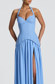 Vestido largo Almira - Azul empolvado