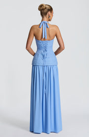 Vestido largo Almira - Azul empolvado
