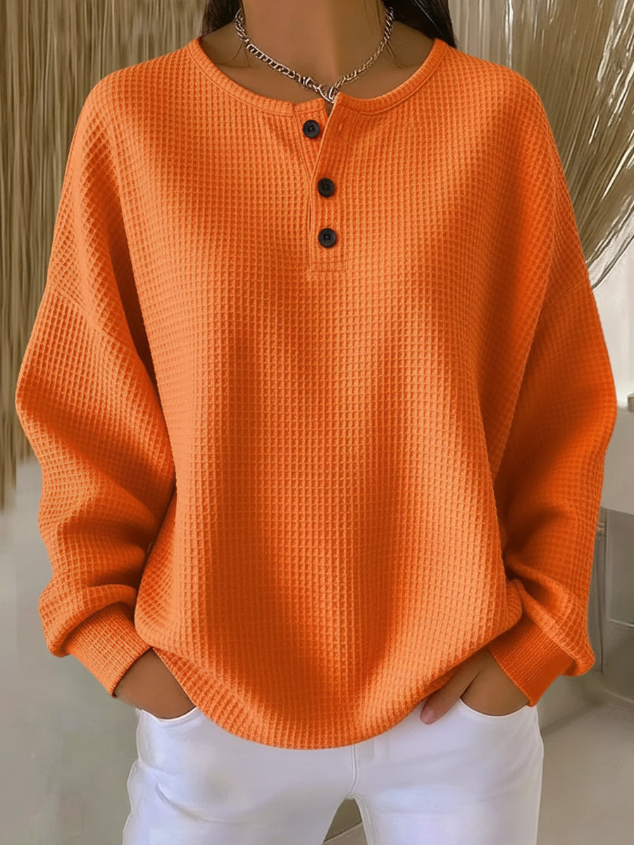 Miranda | Sudadera Henley de felpa gofrada