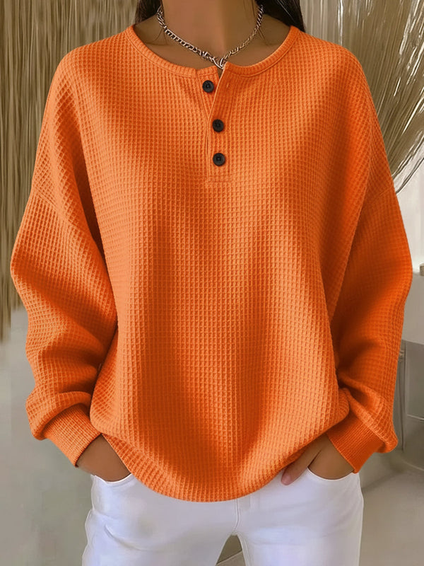 Miranda | Sudadera Henley de felpa gofrada