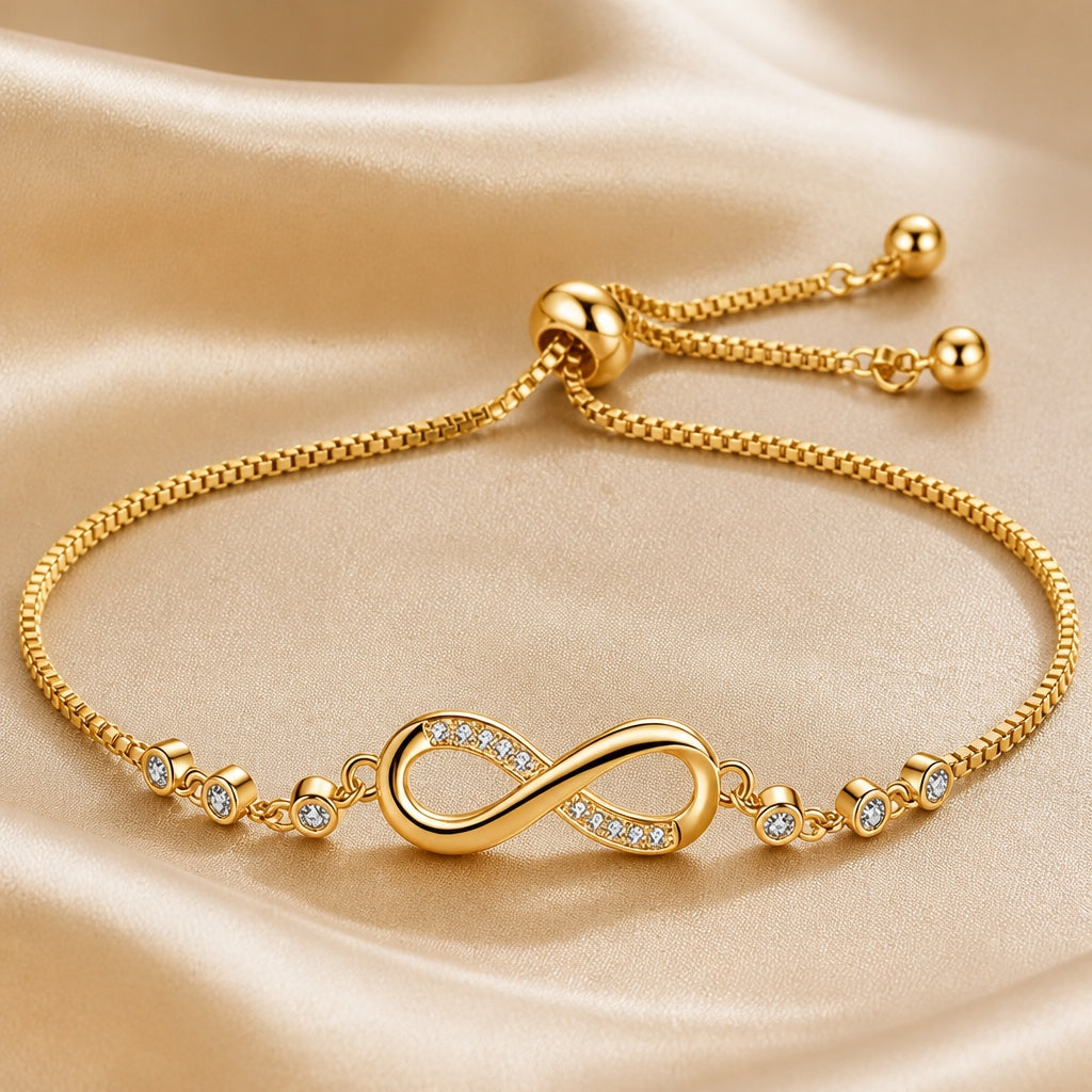 Pulsera deslizante con símbolo del infinito en oro blanco
