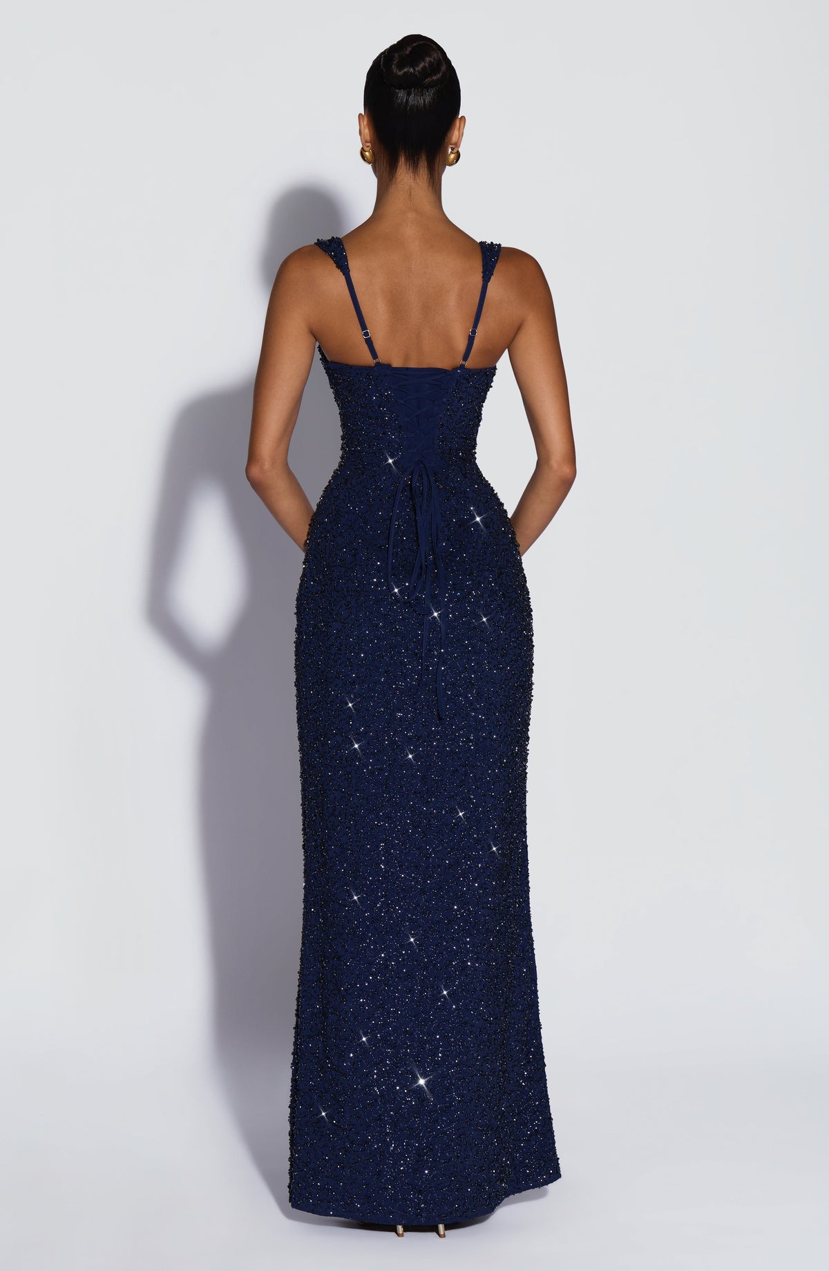 Vestido largo Calanthe - azul marino con brillo