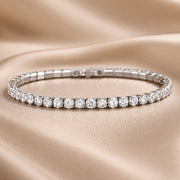 Pulsera tennis de oro blanco y cristales