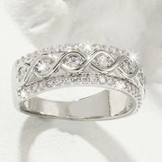 Anillo de oro blanco con doble fila de circonitas