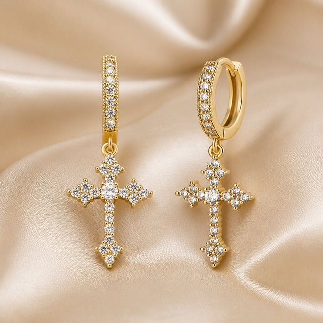 Pendientes de oro blanco con circonitas engastadas