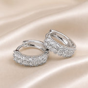 Pendientes de aro vintage de oro blanco con microcirconitas
