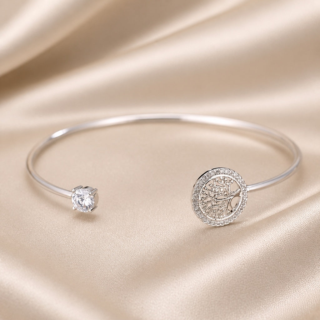 Pulsera de oro blanco con árbol de la vida