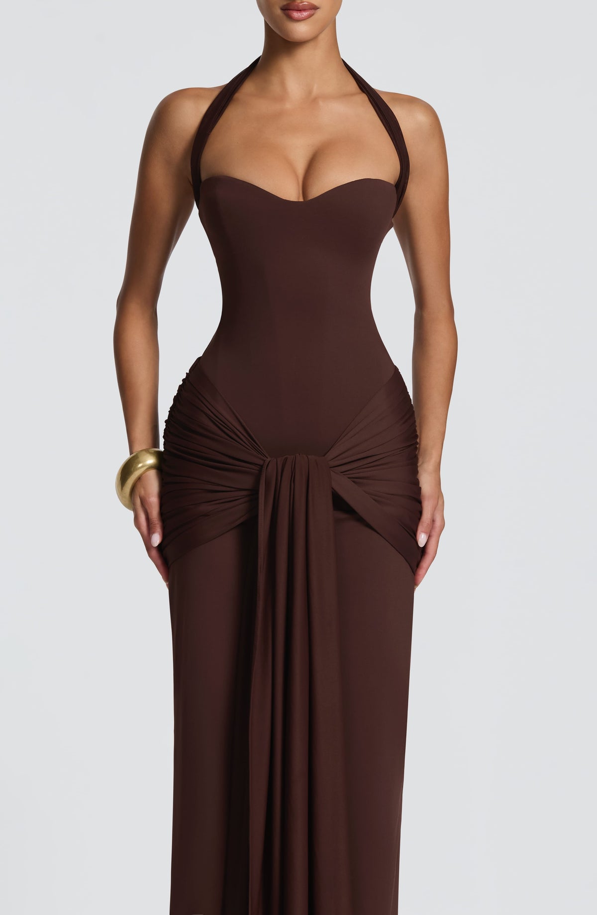 Vestido largo Gia - Marrón ciruela