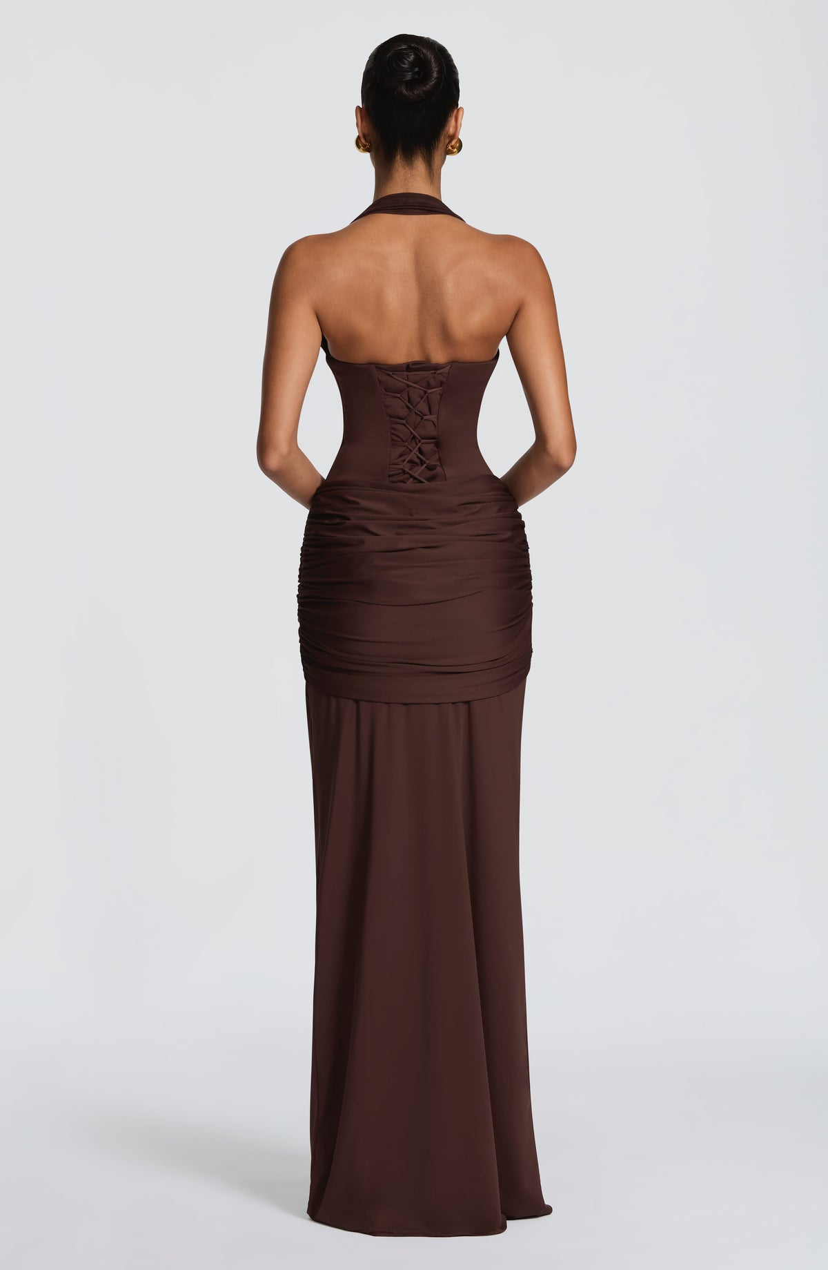 Vestido largo Gia - Marrón ciruela