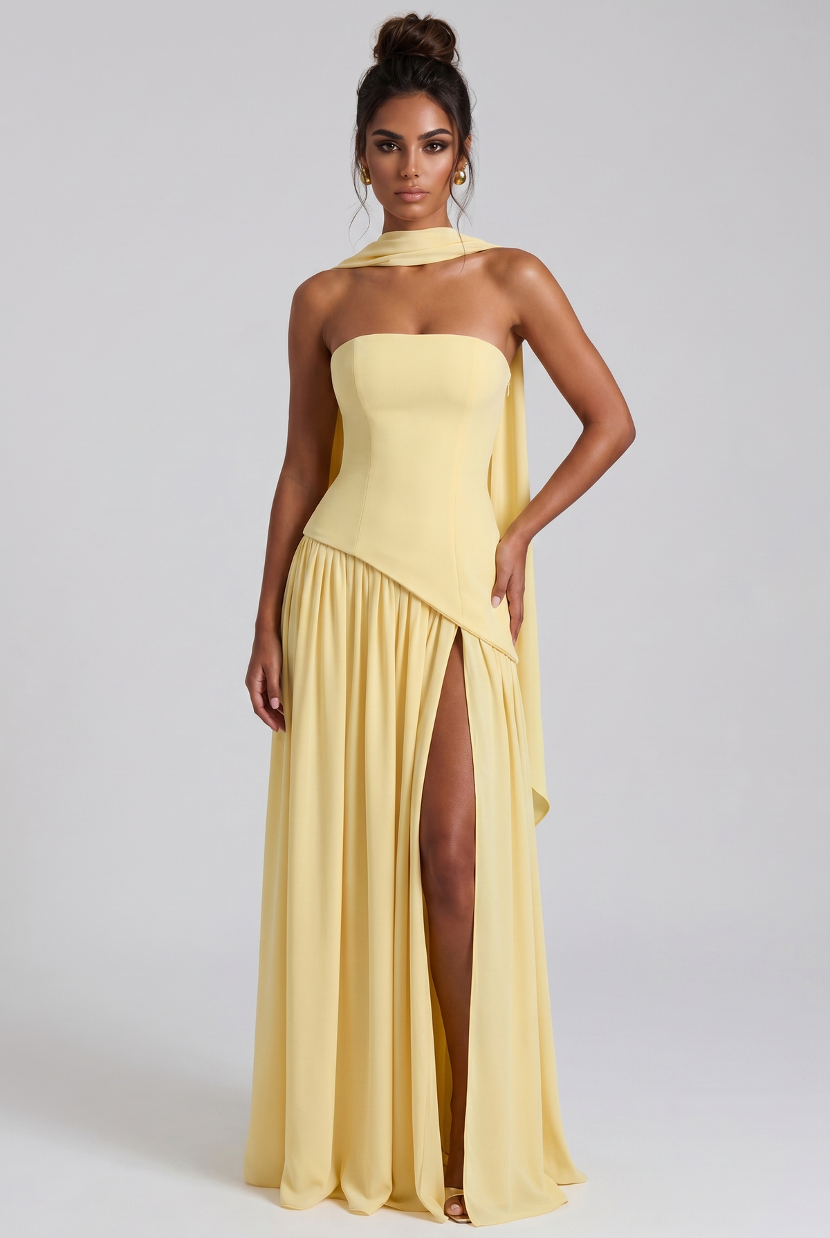 Vestido largo Maliyah - Amarillo limón