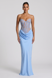 Vestido largo Kathleen - Azul empolvado