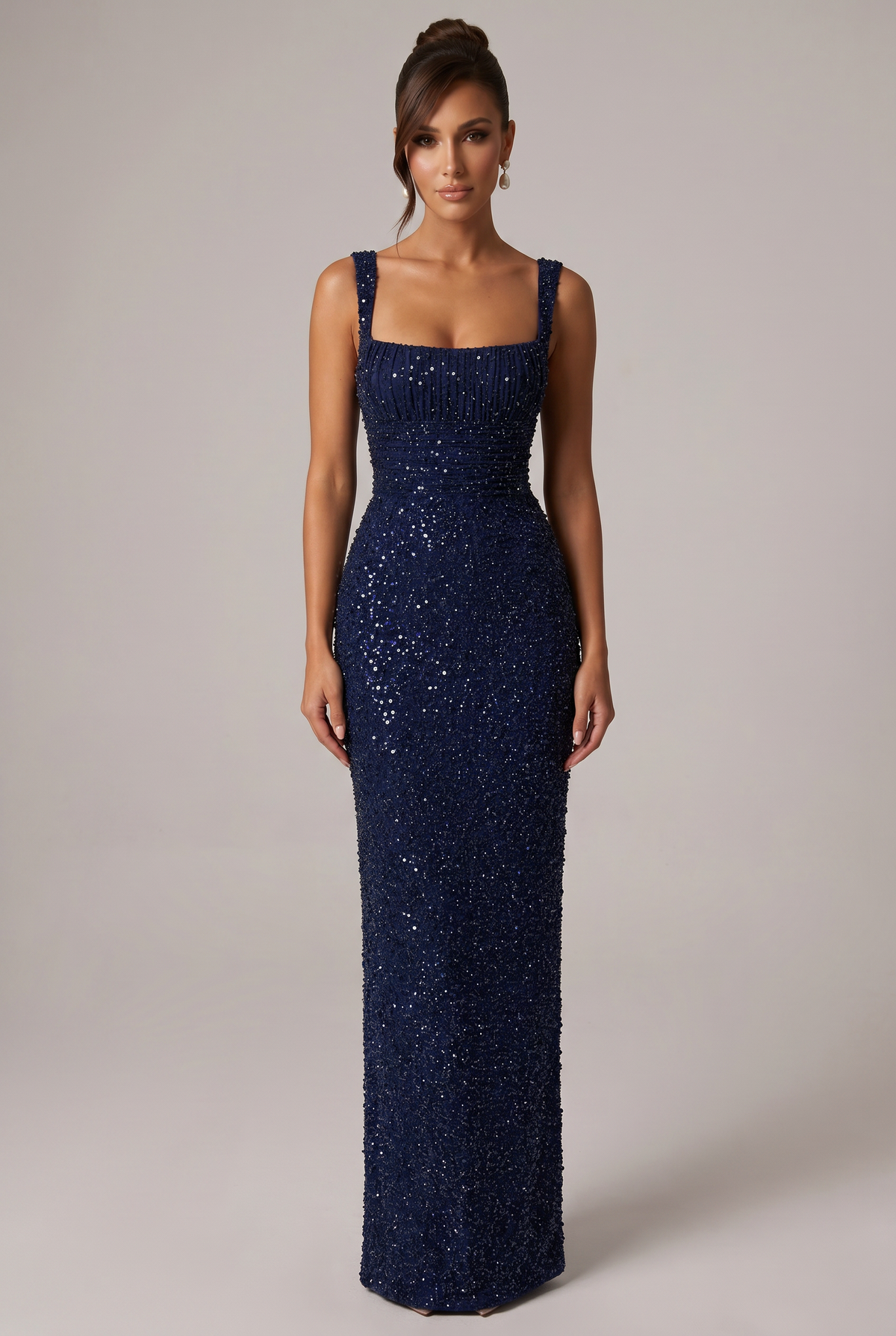 Vestido largo Calanthe - azul marino con brillo