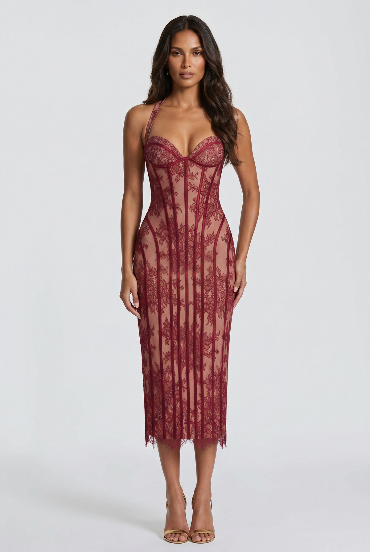 Vestido Midi Rona - Burdeos