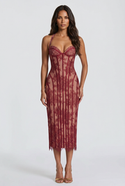 Vestido Midi Rona - Burdeos