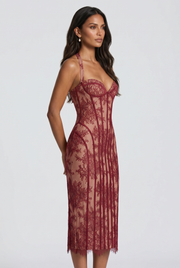 Vestido Midi Rona - Burdeos