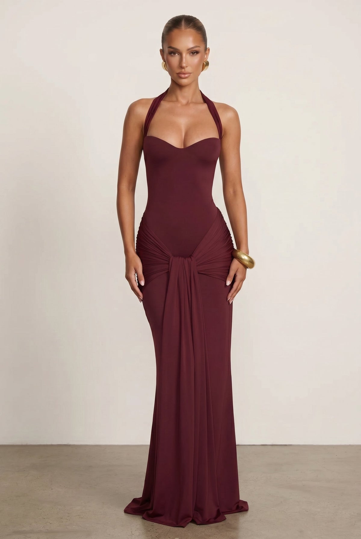 Vestido largo Gia - Cereza lacada