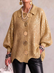 Ortensia | Cárdigan oversize con botones dorados