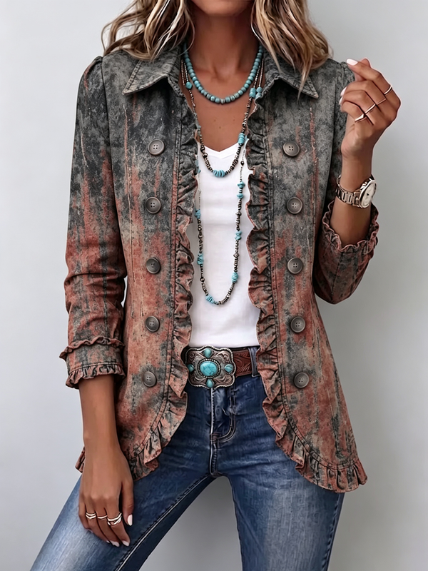Benita | Chaqueta texturizada degradada con volantes