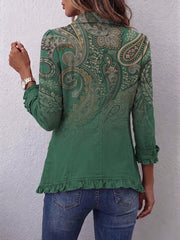 Jacinta | Chaqueta verde de cachemira con volantes