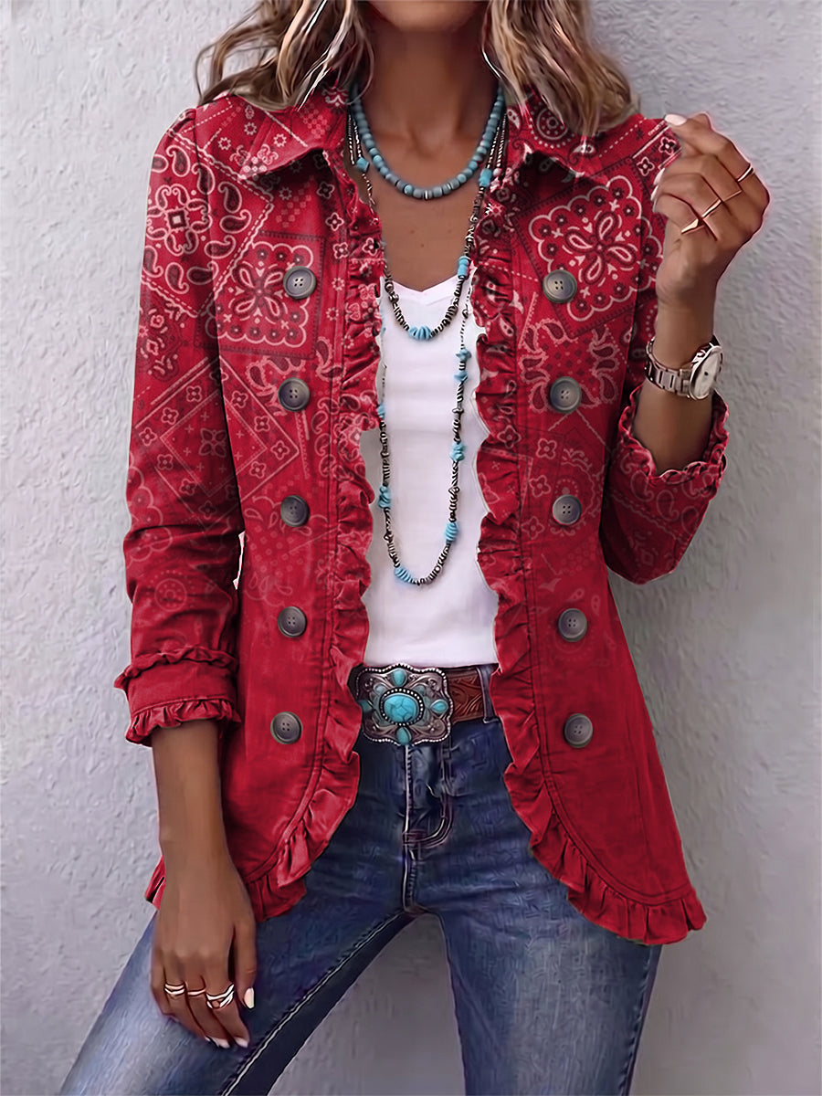 Clotilde | Chaqueta de Cachemir Degradado con Volantes