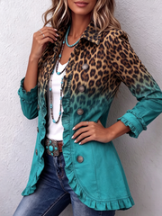 Mercedes | Chaqueta con estampado de leopardo degradado y volantes