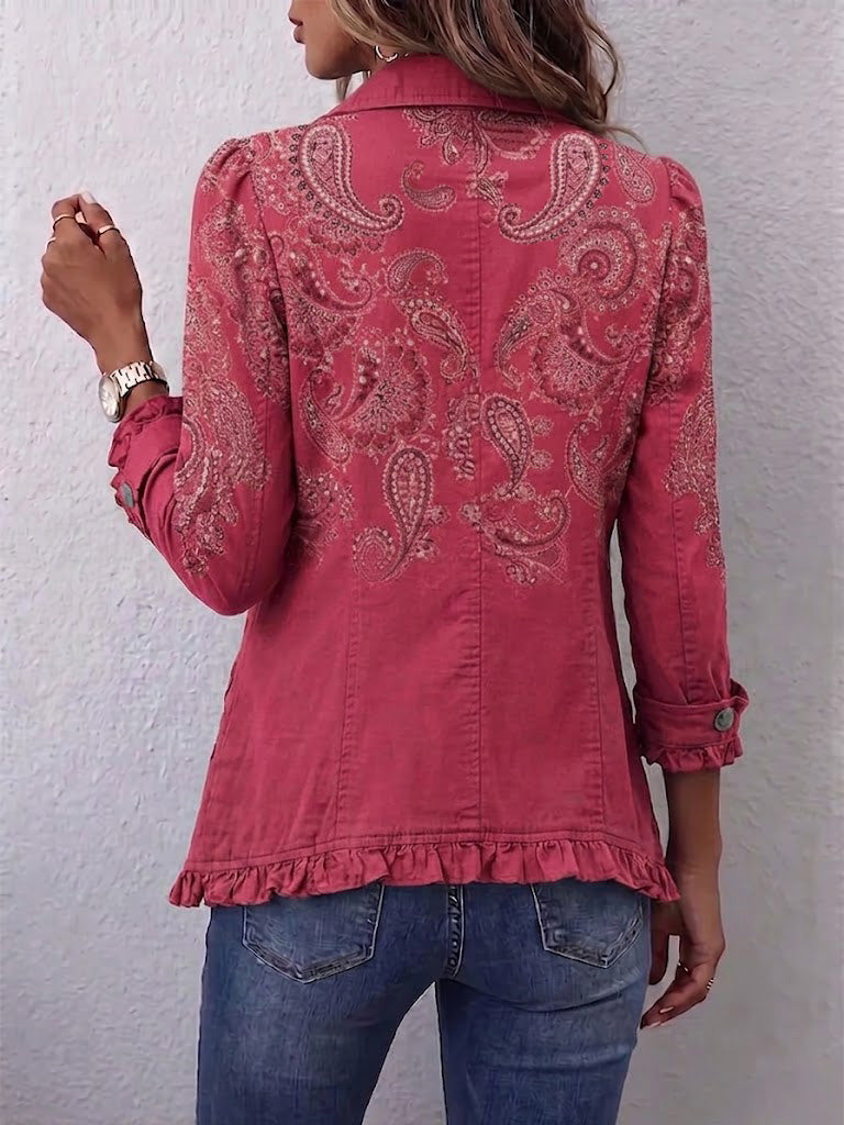 Adoración | Chaqueta de cachemir rosa con volantes